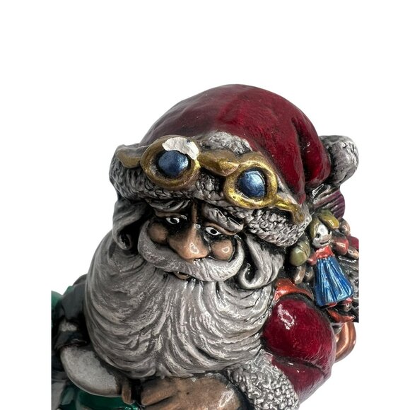 Santa Claus Riding Motorcycle Christmas Figurine 9 in Hand-Painted Resin Decor - Picture 6 of 8